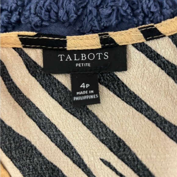 Talbots Striking Zebra Midi Shirtdress with Tie, Size: 4P - Picture 6 of 6